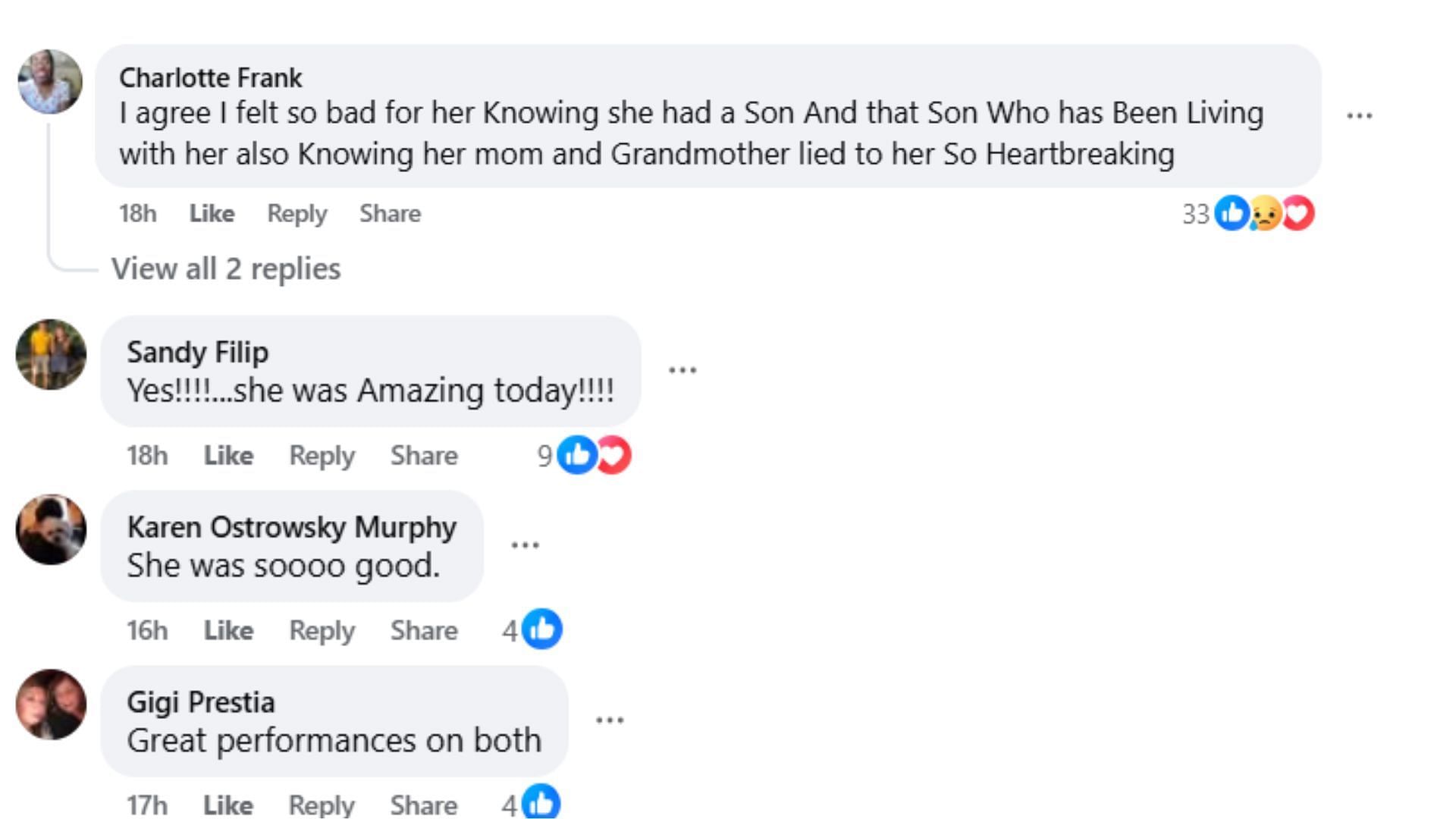 Comments by fans on the post (Image via Facebook/@Cathy Hogg)